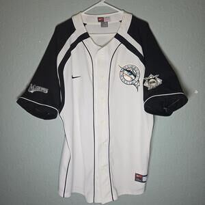 VTG Nike Florida Marlins Jersey Mens XL White Team Blank MLB Team Y2K 00s